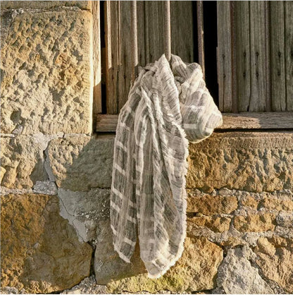 ‘Petra’ Linen Throw (Black w/Natural & White Check) - EcoLuxe Furnishings