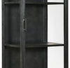 ‘Pinet’ Narrow Display Cabinet, 78" Tall (Gunmetal Iron + Glass) - EcoLuxe Furnishings