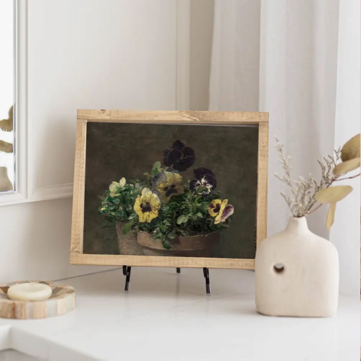 ‘Potted Pansy’ Vintage Framed Print - EcoLuxe Furnishings