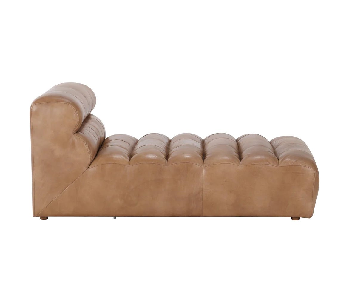 ‘Ramsay’ Leather Chaise (Brown) - EcoLuxe Furnishings