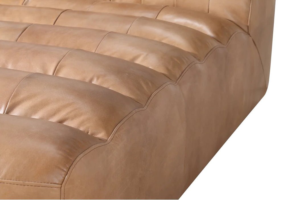 ‘Ramsay’ Leather Chaise (Brown) - EcoLuxe Furnishings