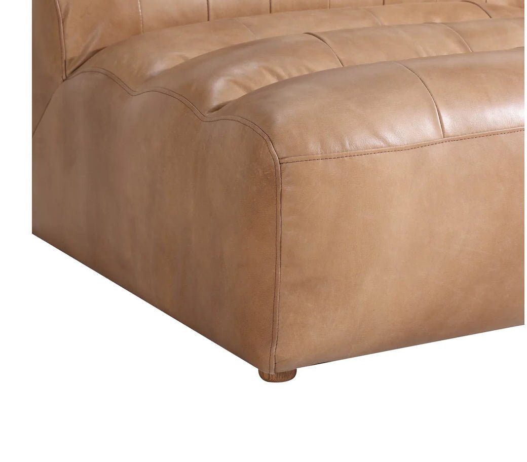 ‘Ramsay’ Leather Slipper Chair (Brown) - EcoLuxe Furnishings