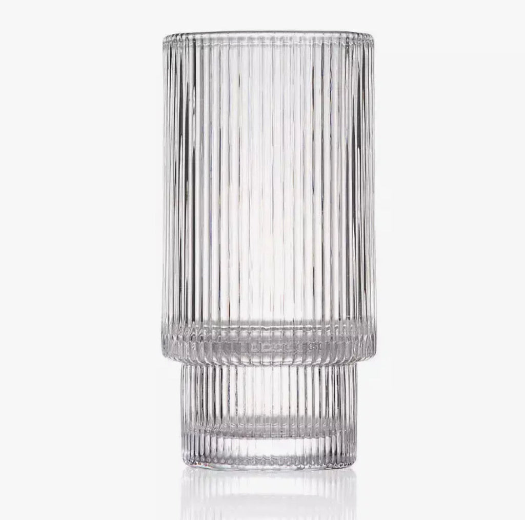 Ribbed Crystal Glass (Tall) - EcoLuxe Furnishings