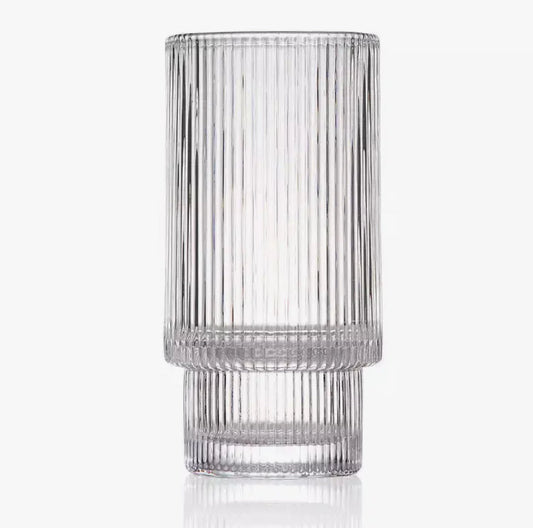 Ribbed Crystal Glass (Tall) - EcoLuxe Furnishings