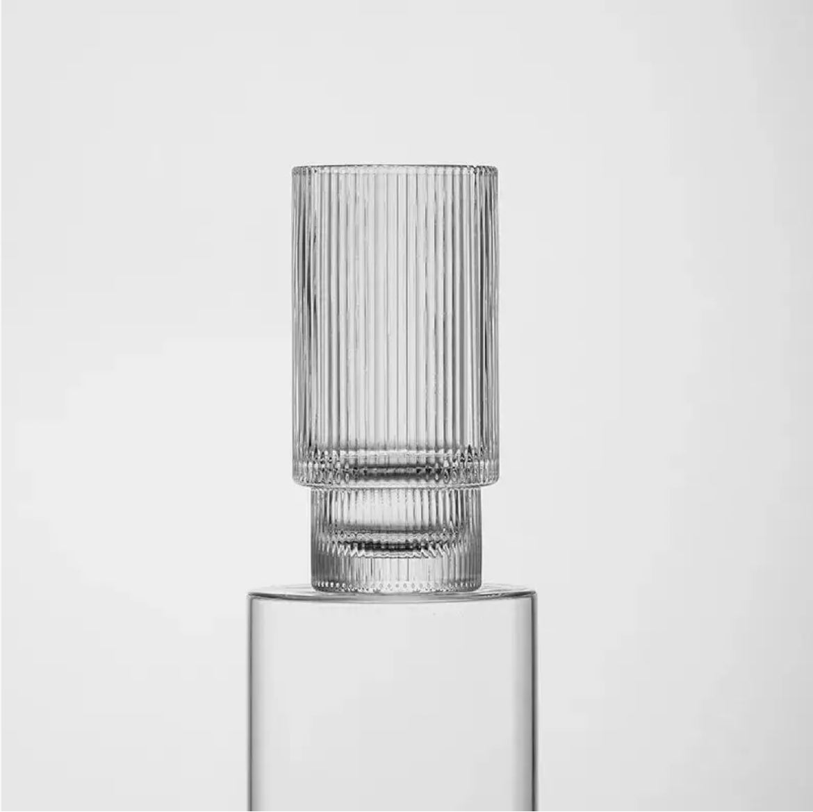 Ribbed Crystal Glass (Tall) - EcoLuxe Furnishings