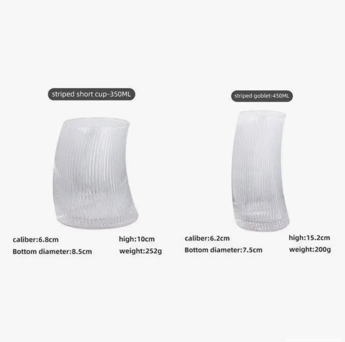 Ribbed Curvy Glass - EcoLuxe Furnishings