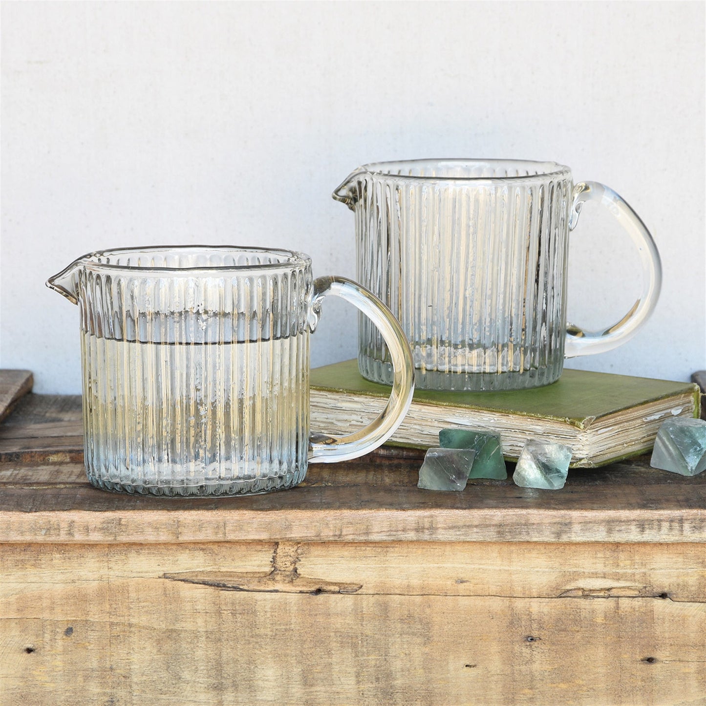 Ribbed Glass Pitcher (Set of 4) - EcoLuxe Furnishings