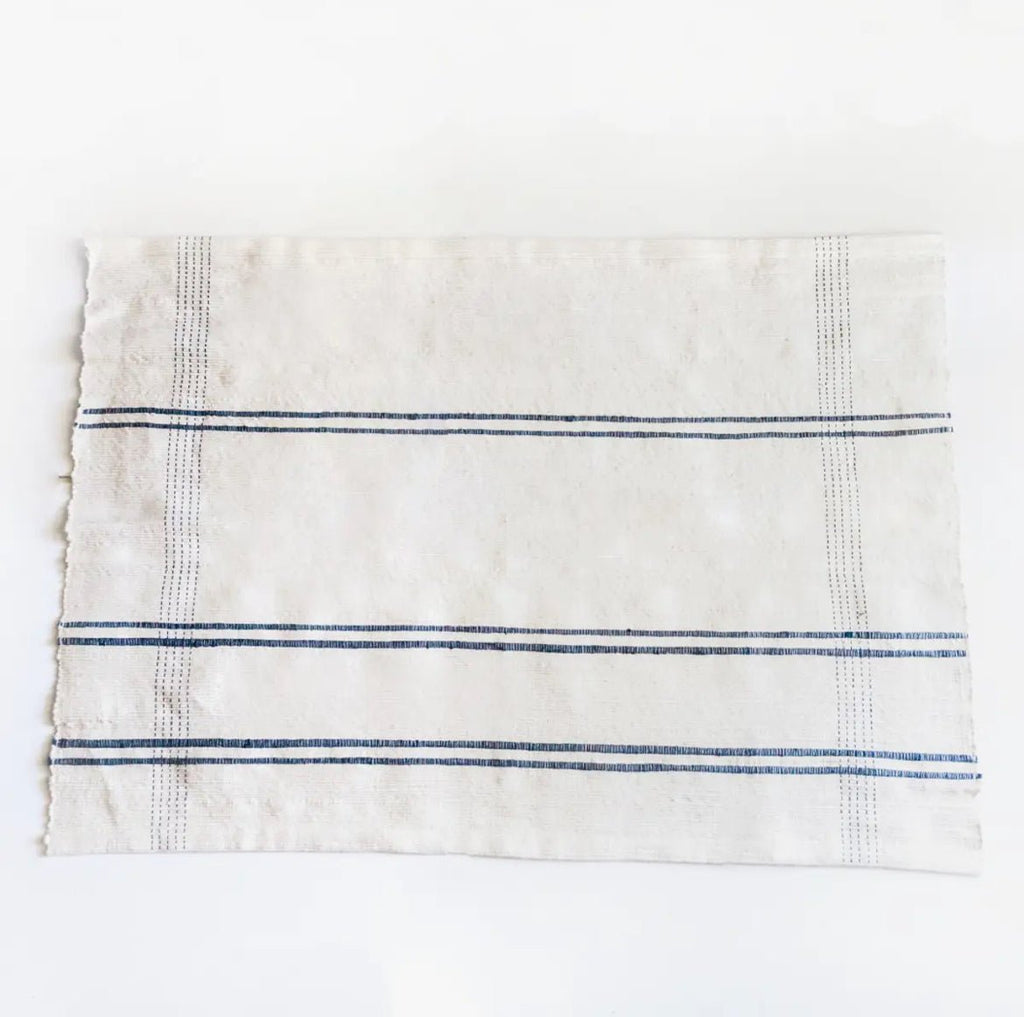 ‘Ribbons’ Cotton Bathmat (Navy) - EcoLuxe Furnishings