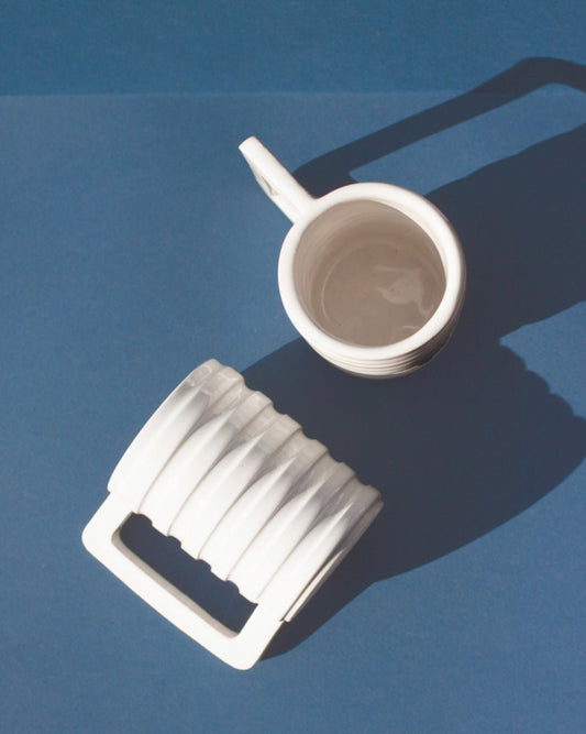 Ridged Mug (Gloss White) - EcoLuxe Furnishings