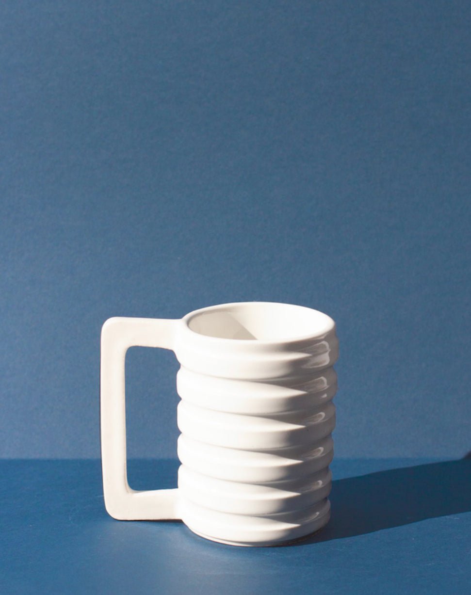 Ridged Mug (Gloss White) - EcoLuxe Furnishings