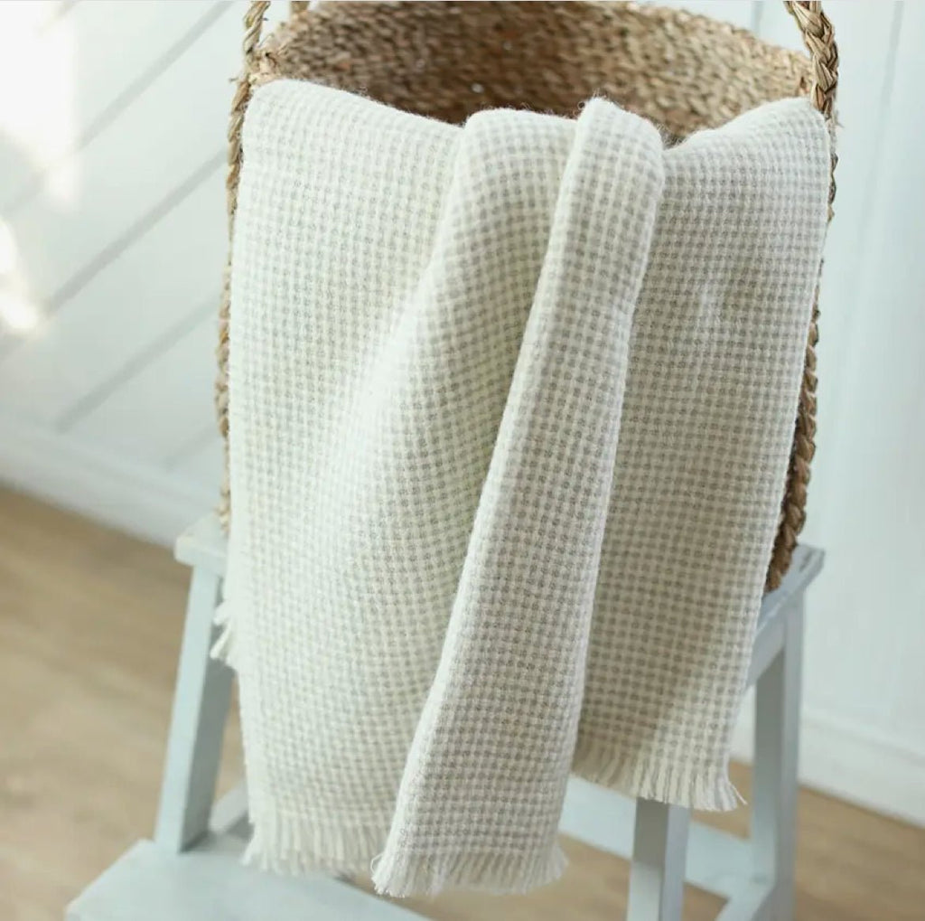 ‘Rossland’ Baby Alpaca Throw (Ivory) - EcoLuxe Furnishings