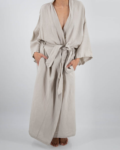 ‘Sai’ Full-Length Linen Robe - EcoLuxe Furnishings