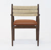 ‘Samsara’ Dining Chair w/Rope Backrest w/Tan Leather Seat - EcoLuxe Furnishings