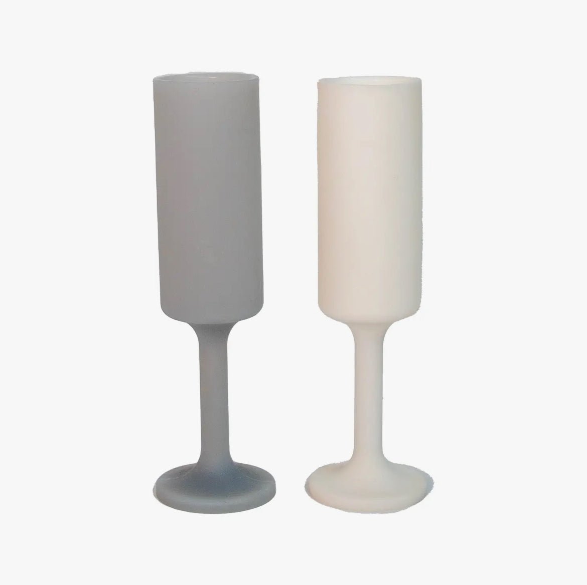 ‘Seff’ Silicone Unbreakable Champagne Flutes (Blanc + Dove) - EcoLuxe Furnishings