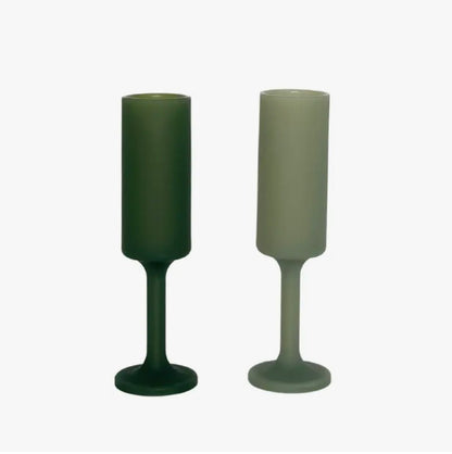 ‘Seff’ Silicone Unbreakable Champagne Flutes (Sage + Olive) - EcoLuxe Furnishings