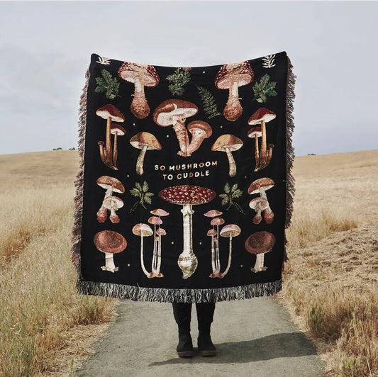 ‘So Mushroom To Cuddle’ Woven Throw Blanket - EcoLuxe Furnishings