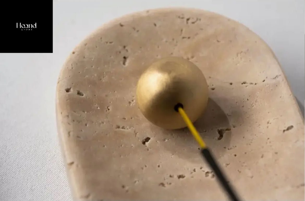 ‘Spello’ Marble Incense Holder (Natural Travertine) - EcoLuxe Furnishings