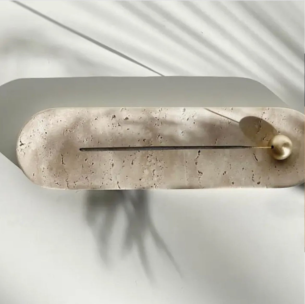 ‘Spello’ Marble Incense Holder (Natural Travertine) - EcoLuxe Furnishings