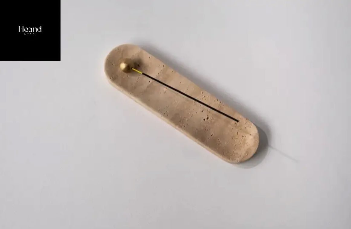 ‘Spello’ Marble Incense Holder (Natural Travertine) - EcoLuxe Furnishings