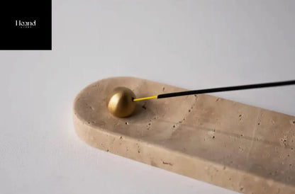 ‘Spello’ Marble Incense Holder (Natural Travertine) - EcoLuxe Furnishings