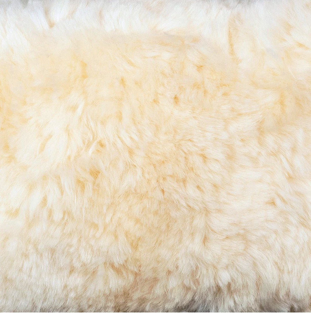 ‘Spruce’ Natural Lamb Mohair Fur + Suede Kidney Throw Pillow, 12"x20" (White) - EcoLuxe Furnishings