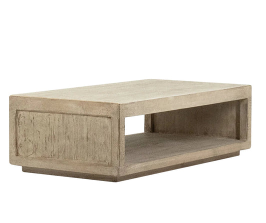 ‘Stark’ Rectangular Reclaimed Pine Open Frame Coffee Table (Light Wash Finish) - EcoLuxe Furnishings