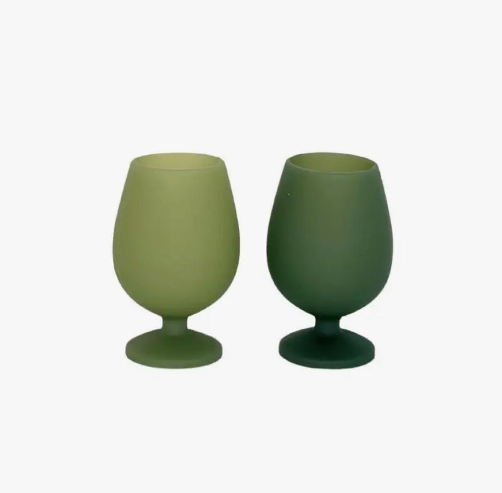 ‘Stemm’ Silicone Unbreakable Wine Glasses (Sage + Olive) - EcoLuxe Furnishings