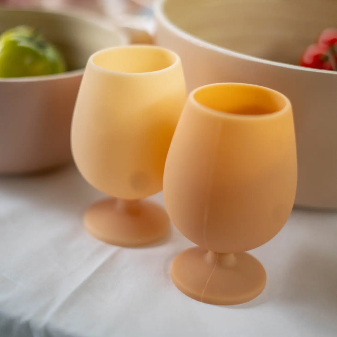 ‘Stemm’ Silicone Unbreakable Wine Glasses (Wheat + Oat) - EcoLuxe Furnishings