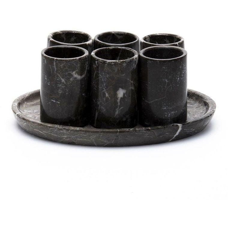 Stone Shot Glasses, Set of 6 (Black Marble) - EcoLuxe Furnishings