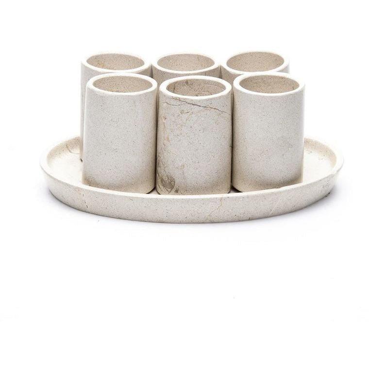 Stone Shot Glasses, Set of 6 (Tan Marble) - EcoLuxe Furnishings