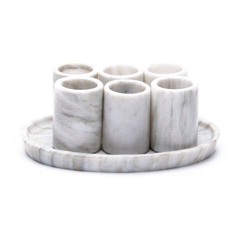 Stone Shot Glasses, Set of 6 (White Marble) - EcoLuxe Furnishings