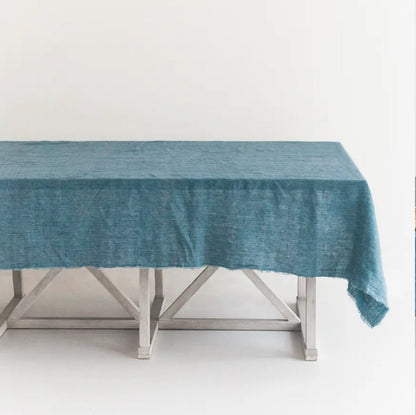 Stone Washed Linen Tablecloth, 84" X 60" - EcoLuxe Furnishings