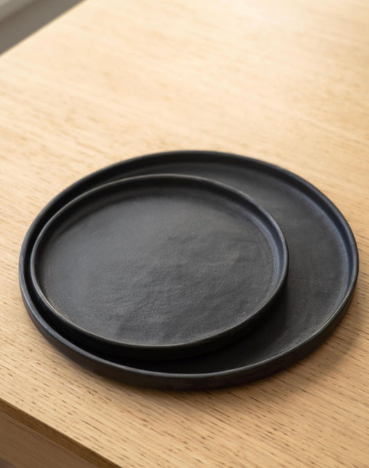 Stoneware Dinner + Salad Plates (Black Matte) - EcoLuxe Furnishings
