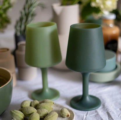 ‘Swepp’ Silicone Unbreakable Wine Glasses (Sage + Olive) is - EcoLuxe Furnishings