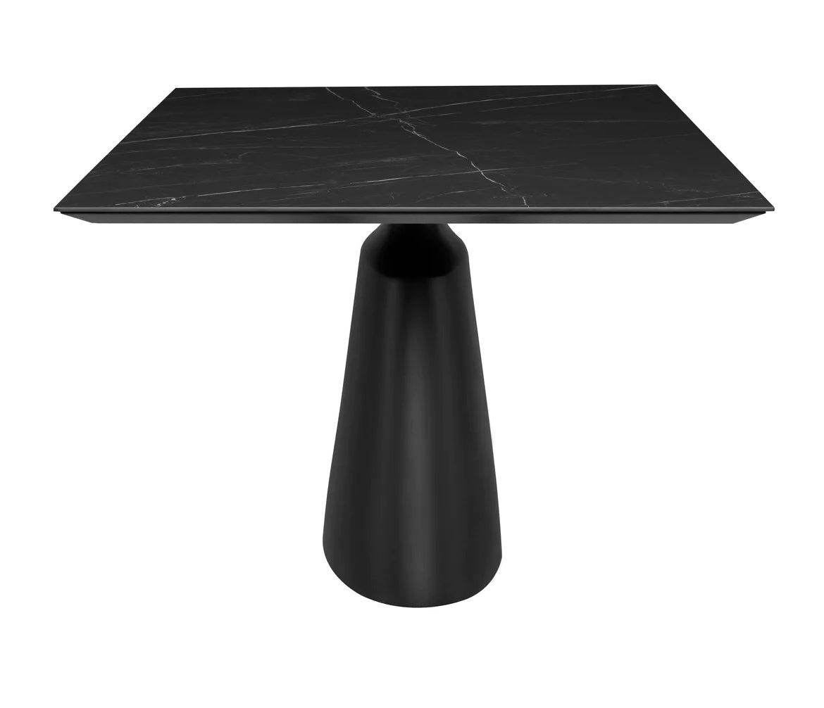 ‘Taji’ Dining Table, Square (Black w/Black Base) - EcoLuxe Furnishings