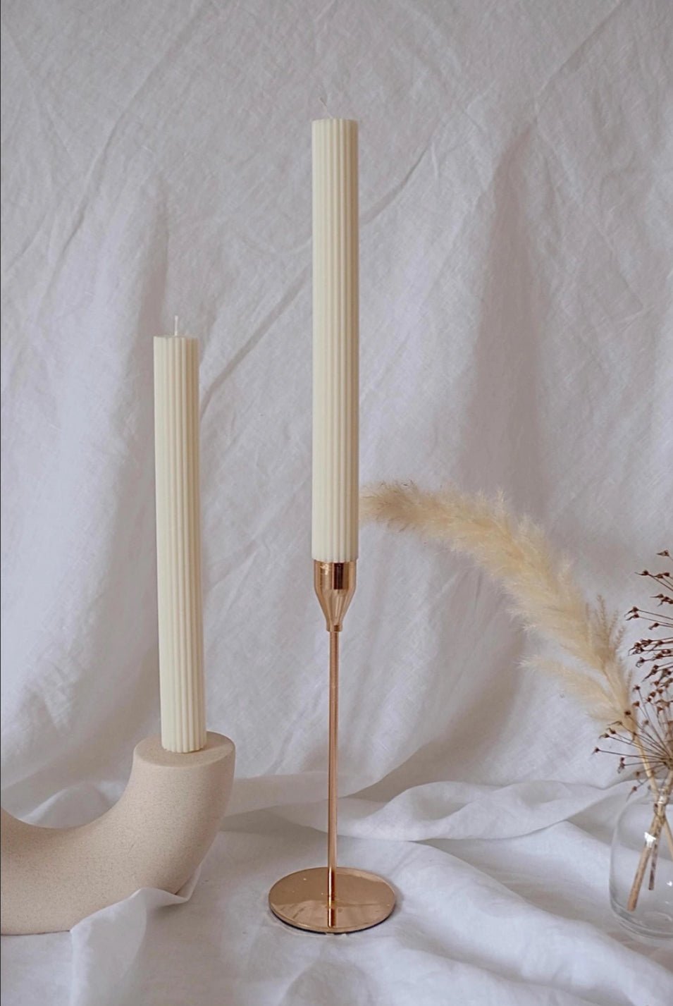 ‘Taper Ribbed Pillar’ Candle - EcoLuxe Furnishings
