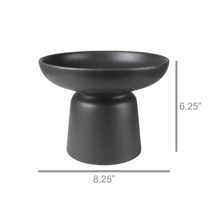 ‘Tau’ Footed Ceramic Bowl, Large (Black) - EcoLuxe Furnishings