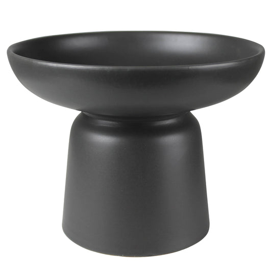 ‘Tau’ Footed Ceramic Bowl, Large (Black) - EcoLuxe Furnishings