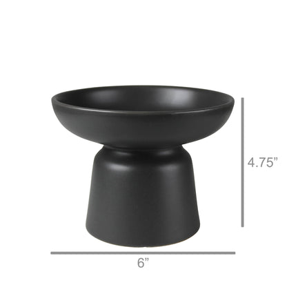 ‘Tau’ Footed Ceramic Bowl, Small (Black) - EcoLuxe Furnishings
