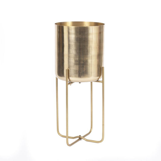The Brass Planter on Stand, Large (Brass) - EcoLuxe Furnishings