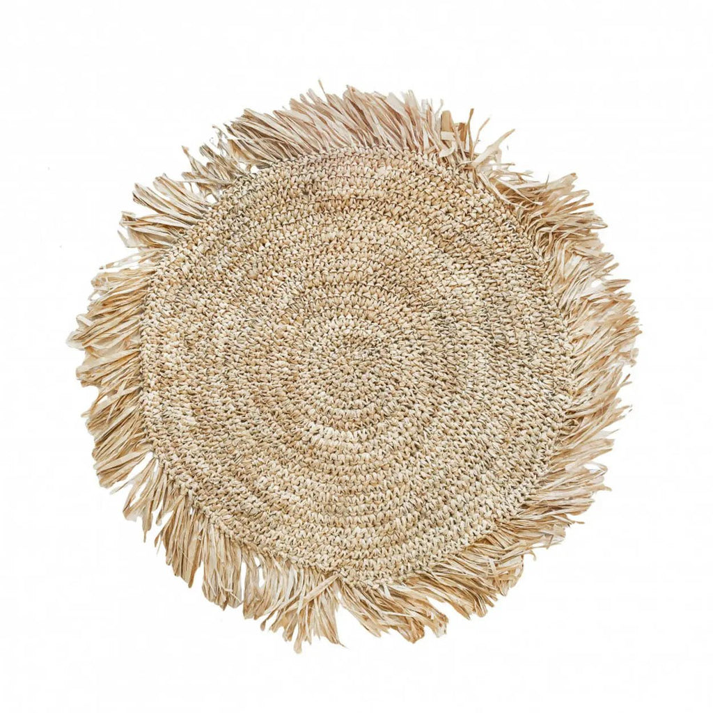 ‘The Fringe’ Raffia Placemat, Round (Natural) - EcoLuxe Furnishings