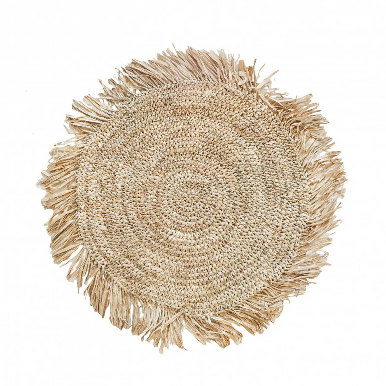 ‘The Fringe’ Raffia Placemat, Round (Natural) - EcoLuxe Furnishings