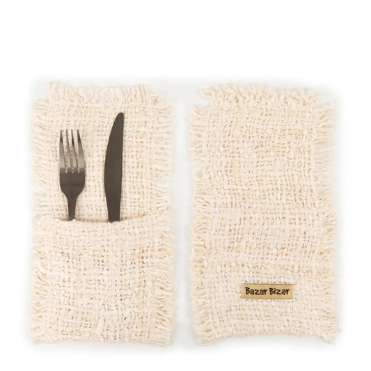 ‘The Oh My Gee’ Cutlery Holder, Set of 4 (Cream) - EcoLuxe Furnishings