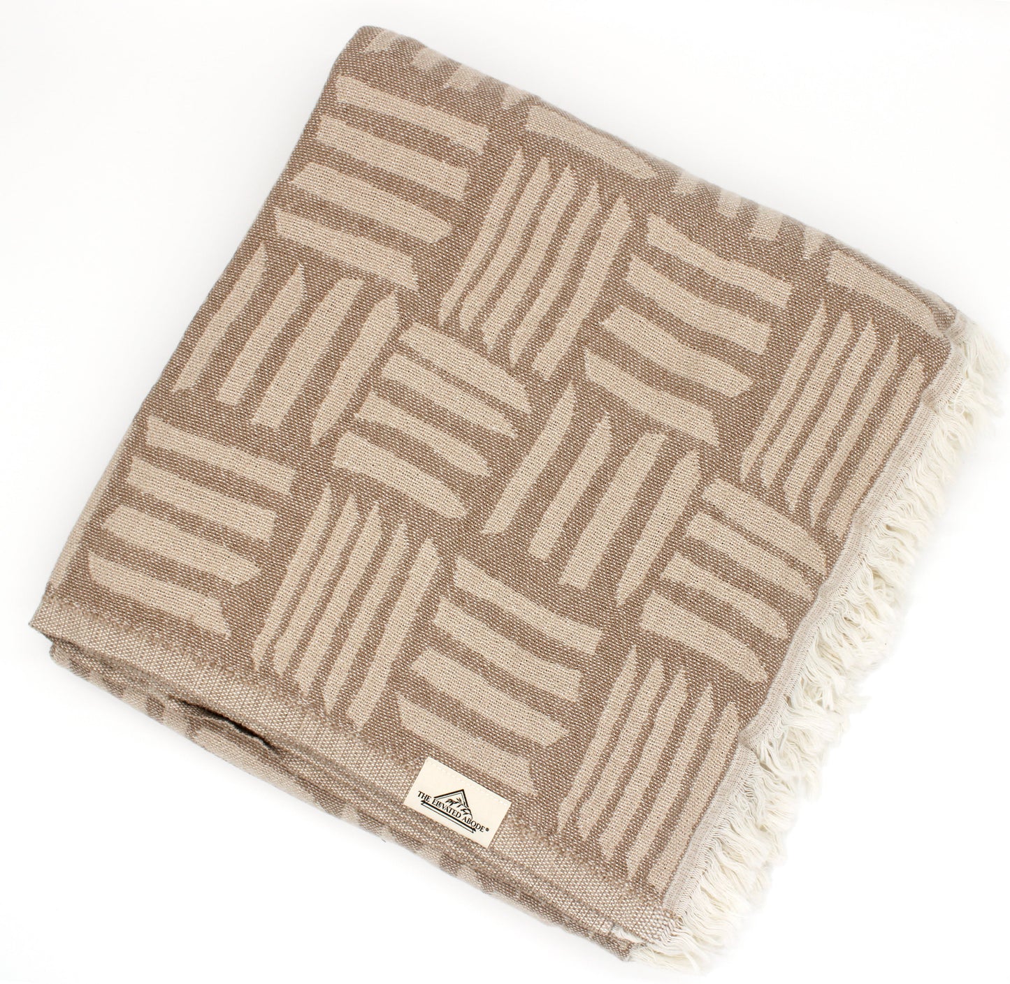 Turkish Cotton Geometric Patterned Throw Blanket (Beige) - EcoLuxe Furnishings