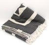 Turkish Cotton Pyramid Patterned Throw Blanket (Black) - EcoLuxe Furnishings