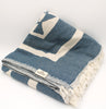 Turkish Cotton Pyramid Patterned Throw Blanket (Blue) - EcoLuxe Furnishings