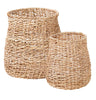 ‘Tuzi’ Natural Woven Round Abaca Nesting Tall High Waisted Baskets, Set of 2 (Natural) - EcoLuxe Furnishings