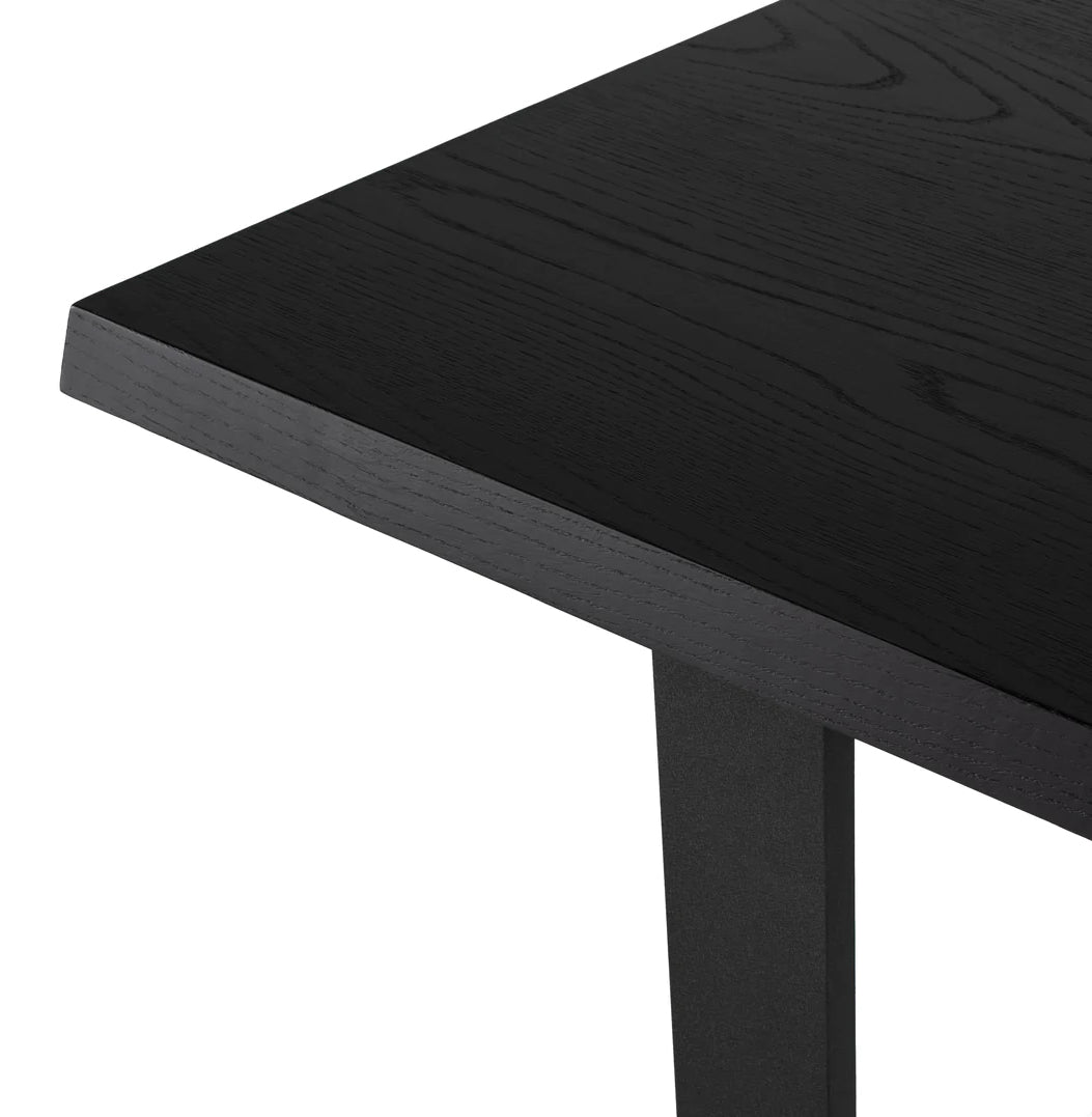 ‘Versailles’ Dining Table, 95.3in (Onyx w/Matte Black Steel Legs) - EcoLuxe Furnishings