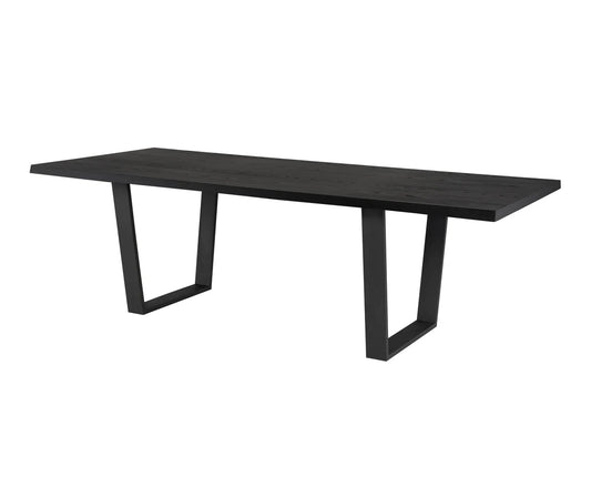 ‘Versailles’ Dining Table, 95.3in (Onyx w/Matte Black Steel Legs) - EcoLuxe Furnishings