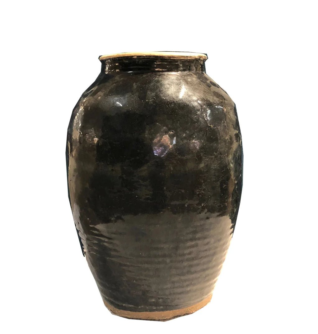 Vintage Glazed Wine Jar, Medium (Black) - EcoLuxe Furnishings